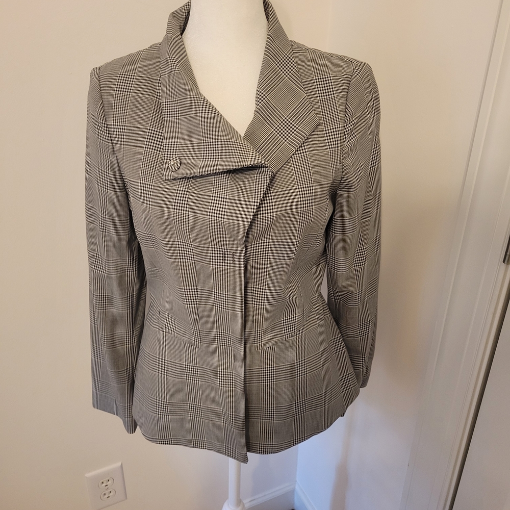 Piazza Sempione Black and White Checkered Blazer